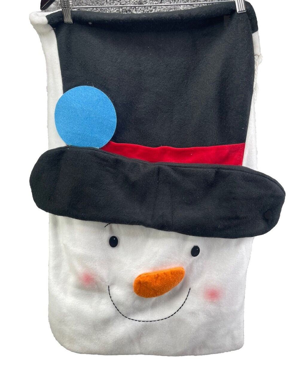 Snowman Toy Sack Large 27"x19" Cloth Gift Bag Drawstring Oversized Reusable